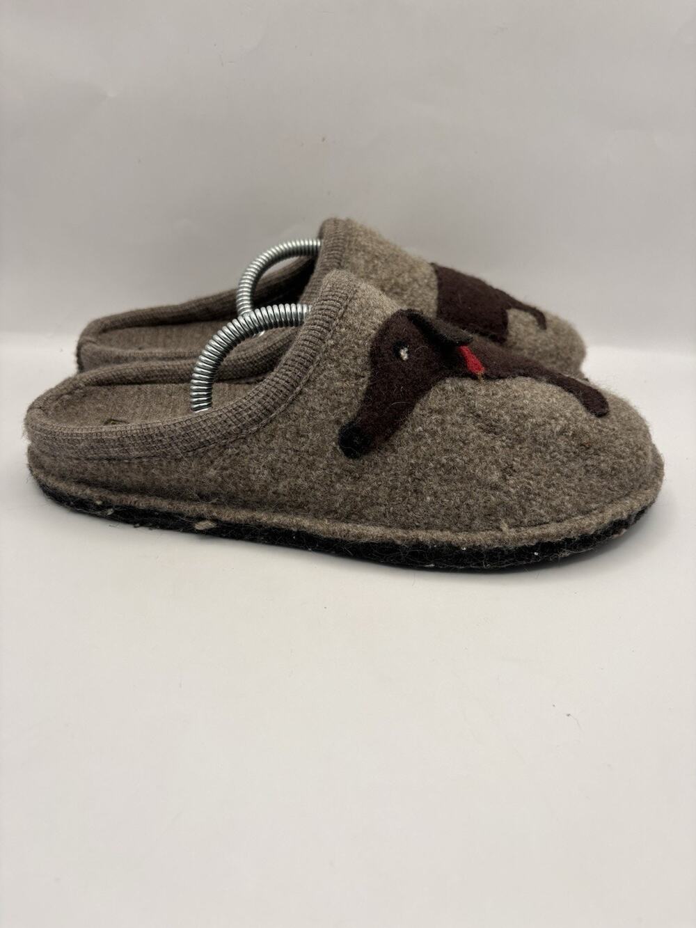 Halflinger Doggy Slippers Dachshund Beige Slip On 100 Wool Size 40 US Size 9